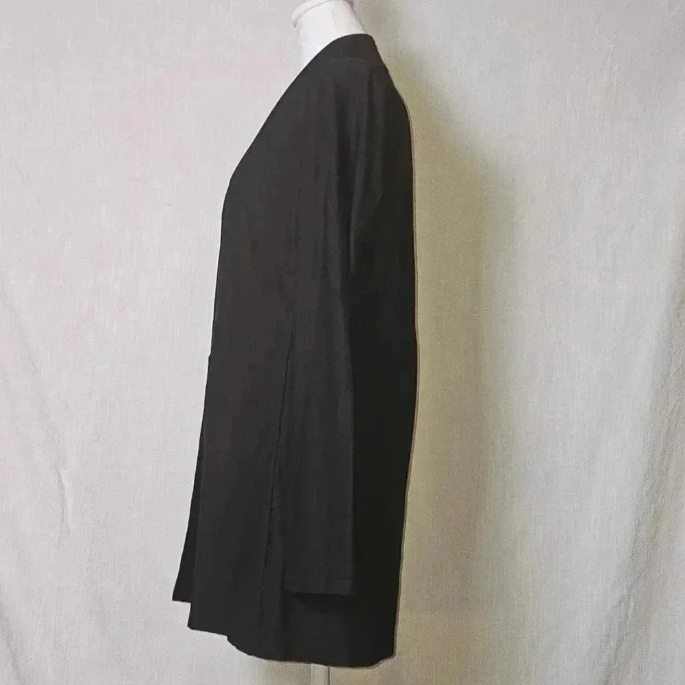 Eileen Fisher High Collared Open Viscoe Black Blazer, Pockets PP(DOUBLE PETITE) - Picture 4 of 11